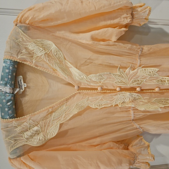 Chasing Unicorns Silk Cotton embroidered crochet trim duster dress - Picture 5 of 7